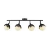 Bari 2.8 ft. 4-Lights Matte Black Fixed Track Lighting Kit with Brass Accents and Frosted Glass Shades, Bulbs Included by Globe Electric