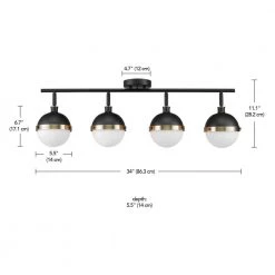 Bari 2.8 ft. 4-Lights Matte Black Fixed Track Lighting Kit with Brass Accents and Frosted Glass Shades, Bulbs Included by Globe Electric -Deals Globe Electric Store matte black globe electric track lighting kits 59509 fa 1000