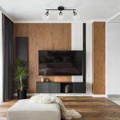 Harrow 2.07 ft. 3-Lights Matte Black Fixed Track Lighting Kit with Brass Accents and Clear Glass Shades, Bulbs Included by Globe Electric -Deals Globe Electric Store matte black globe electric track lighting kits 59619 31 1000