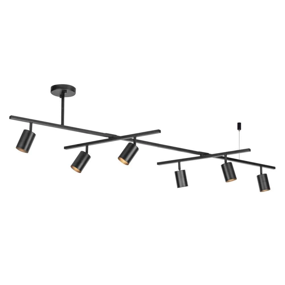 West 64 in. 6-Light Matte Black Track Lighting with 2 x Center Swivel Bars by Globe Electric 1 West 64 in. 6-Light Matte Black Track Lighting with 2 x Center Swivel Bars by Globe Electric