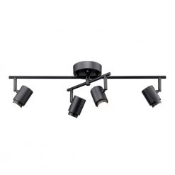 Walton 2 ft. 4-Light Matte Black 29-Watt Integrated LED Linear Track Lighting Kit with Swivel Center Bar by Globe Electric