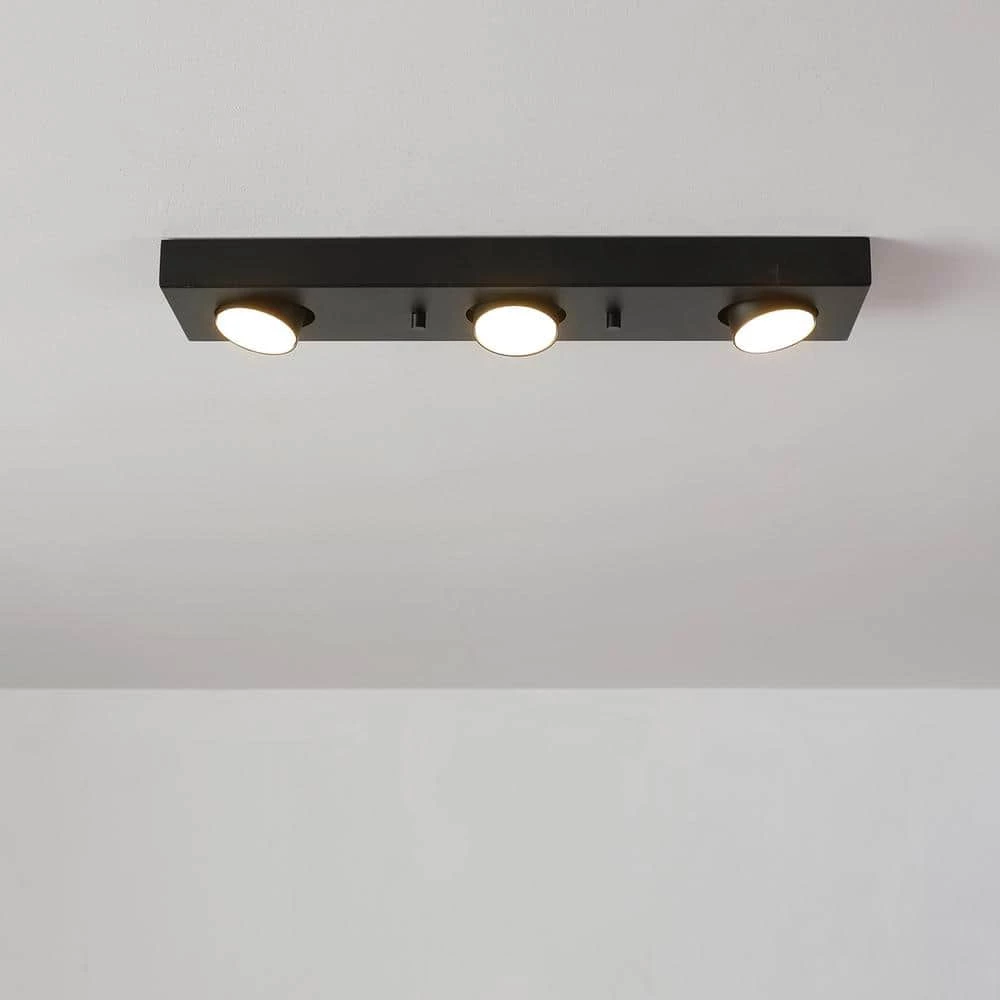 Bleecker 1.6 ft. 3-Light Matte Black Integrated LED Fixed Track Lighting Kit by Globe Electric 3 Bleecker 1.6 ft. 3-Light Matte Black Integrated LED Fixed Track Lighting Kit by Globe Electric - Image 3