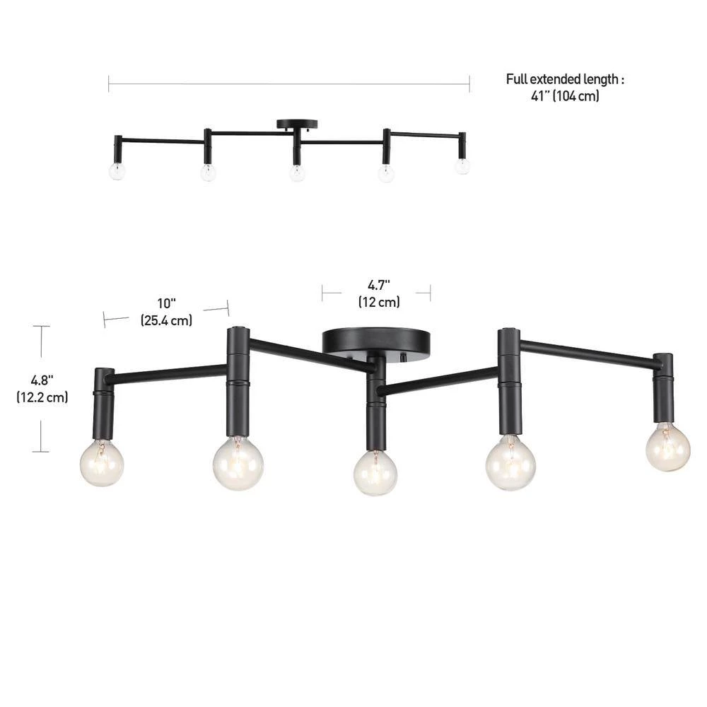 Tempo 3.4 ft. 5-Light Matte Black Flexible Track Lighting Kit by Globe Electric 8 Tempo 3.4 ft. 5-Light Matte Black Flexible Track Lighting Kit by Globe Electric - Image 8