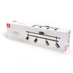 Nashville 2.58 ft. 4-Light Matte Black Linear Track Lighting Kit with Faux Wood Accent Bar by Globe Electric -Deals Globe Electric Store matte black globe electric track lighting kits 60023 76 1000