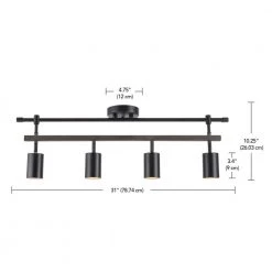 Nashville 2.58 ft. 4-Light Matte Black Linear Track Lighting Kit with Faux Wood Accent Bar by Globe Electric -Deals Globe Electric Store matte black globe electric track lighting kits 60023 fa 1000