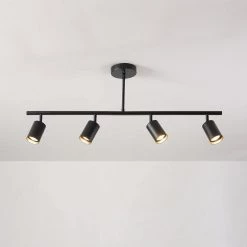 Willard 2.92 ft. 4-Light Matte Black Adjustable Height Linear Track Lighting Kit by Globe Electric -Deals Globe Electric Store matte black globe electric track lighting kits 60222 1f 1000