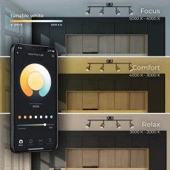 Wi-Fi Smart 2 ft. 4-Light Matte Black Integrated LED Fixed Track Lighting Kit, Color Changing Tunable White by Globe Electric -Deals Globe Electric Store matte black globe electric track lighting kits 91000119 1f 1000