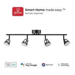 Wi-Fi Smart 2 ft. 4-Light Matte Black Integrated LED Fixed Track Lighting Kit, Color Changing Tunable White by Globe Electric -Deals Globe Electric Store matte black globe electric track lighting kits 91000119 76 1000