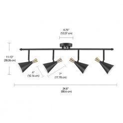 Aurora 2.9 ft. 4-Light Matte Black Fixed Track Lighting Kit with Brass Accents by Globe Electric -Deals Globe Electric Store matte black globe electric track lighting kits 91000432 1f 1000