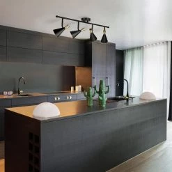 Aurora 2.9 ft. 4-Light Matte Black Fixed Track Lighting Kit with Brass Accents by Globe Electric -Deals Globe Electric Store matte black globe electric track lighting kits 91000432 31 1000