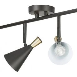 Aurora 2.9 ft. 4-Light Matte Black Fixed Track Lighting Kit with Brass Accents by Globe Electric -Deals Globe Electric Store matte black globe electric track lighting kits 91000432 44 1000