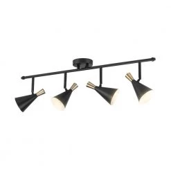 Aurora 2.9 ft. 4-Light Matte Black Fixed Track Lighting Kit with Brass Accents by Globe Electric -Deals Globe Electric Store matte black globe electric track lighting kits 91000432 fa 1000