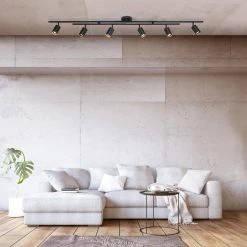 5.35 ft. 6-Light Matte Black Flexible Track Lighting Kit with Center Swivel Bars by Globe Electric -Deals Globe Electric Store matte black globe electric track lighting kits 91002802 4f 1000