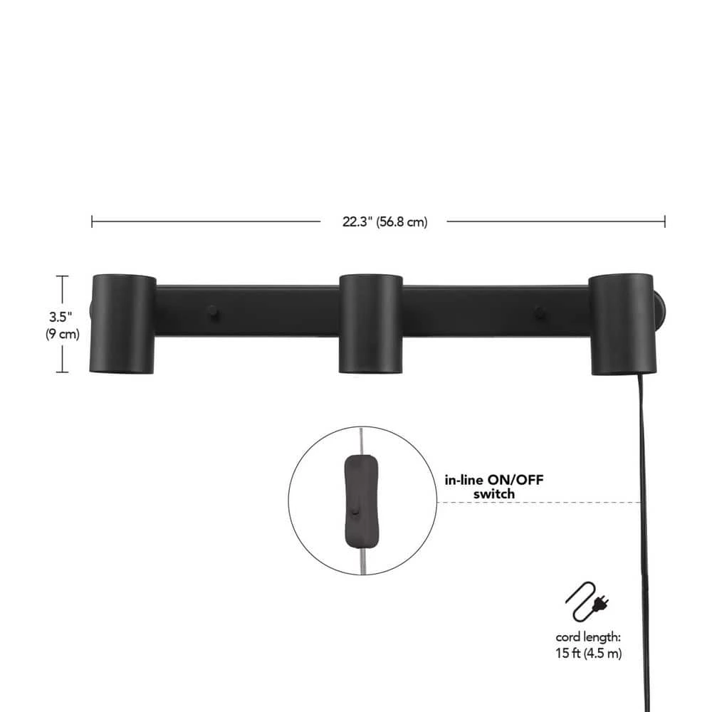 1.85 ft. 3-Light Matte Black Plug-In Fixed Track Lighting Kit by Globe Electric 3 1.85 ft. 3-Light Matte Black Plug-In Fixed Track Lighting Kit by Globe Electric - Image 3