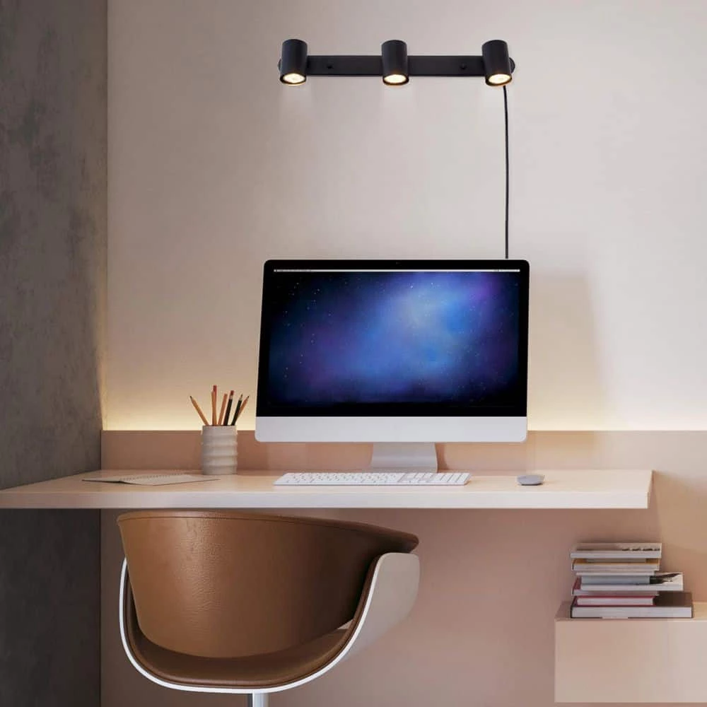 1.85 ft. 3-Light Matte Black Plug-In Fixed Track Lighting Kit by Globe Electric 2 1.85 ft. 3-Light Matte Black Plug-In Fixed Track Lighting Kit by Globe Electric - Image 2