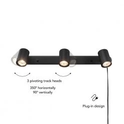 1.85 ft. 3-Light Matte Black Plug-In Fixed Track Lighting Kit by Globe Electric 13 1.85 ft. 3-Light Matte Black Plug-In Fixed Track Lighting Kit by Globe Electric -Deals Globe Electric Store matte black globe electric track lighting kits 91002805 fa 1000