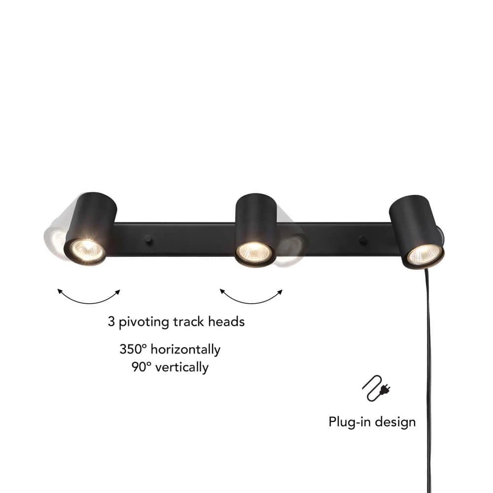 1.85 ft. 3-Light Matte Black Plug-In Fixed Track Lighting Kit by Globe Electric 6 1.85 ft. 3-Light Matte Black Plug-In Fixed Track Lighting Kit by Globe Electric - Image 6