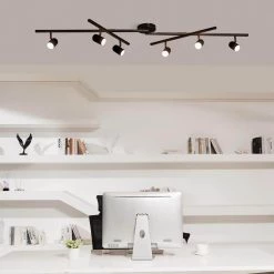 5.35 ft. 6-Light Matte Black Integrated LED Flexible Track Lighting Kit with Center Swivel Bars by Globe Electric -Deals Globe Electric Store matte black globe electric track lighting kits 91002807 31 1000