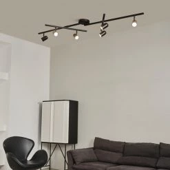 5.35 ft. 6-Light Matte Black Integrated LED Flexible Track Lighting Kit with Center Swivel Bars by Globe Electric -Deals Globe Electric Store matte black globe electric track lighting kits 91002807 44 1000