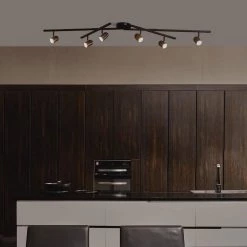 5.35 ft. 6-Light Matte Black Integrated LED Flexible Track Lighting Kit with Center Swivel Bars by Globe Electric -Deals Globe Electric Store matte black globe electric track lighting kits 91002807 4f 1000