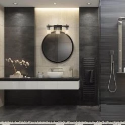 Dakota 20 in. 3-Light Matte Black Vanity Light with Accessories by Globe Electric -Deals Globe Electric Store matte black globe electric vanity lighting 51634 1f 1000