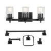 Dakota 20 in. 3-Light Matte Black Vanity Light with Accessories by Globe Electric