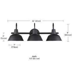 Brooklyn 24 in. 3-Light Matte Black Vanity Light with Bath Set (5-Piece) by Globe Electric -Deals Globe Electric Store matte black globe electric vanity lighting 51710 44 1000