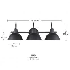 Brooklyn 24 in. 3-Light Matte Black Vanity Light with Bath Set (5-Piece) by Globe Electric -Deals Globe Electric Store matte black globe electric vanity lighting 51710 76 1000