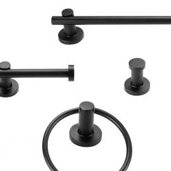 Brooklyn 24 in. 3-Light Matte Black Vanity Light with Bath Set (5-Piece) by Globe Electric -Deals Globe Electric Store matte black globe electric vanity lighting 51710 77 1000