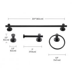 Brooklyn 24 in. 3-Light Matte Black Vanity Light with Bath Set (5-Piece) by Globe Electric -Deals Globe Electric Store matte black globe electric vanity lighting 51710 fa 1000