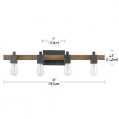 Phoenix 31 in. 4-Light Matte Black and Faux Wood Vanity Light by Globe Electric 13 Phoenix 31 in. 4-Light Matte Black and Faux Wood Vanity Light by Globe Electric -Deals Globe Electric Store matte black globe electric vanity lighting 51717 44 1000