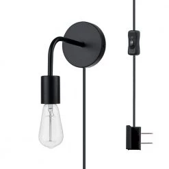 Magnus 1-Light Matte Black Wall Sconce (2-Pack) by Globe Electric