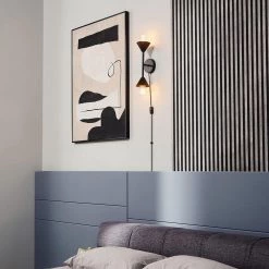 Avery 2-Light Matte Black Plug-In or Hardwire Wall Sconce by Globe Electric -Deals Globe Electric Store matte black globe electric vanity lighting 65000002 31 1000