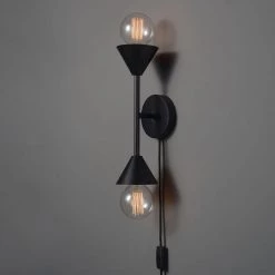 Avery 2-Light Matte Black Plug-In or Hardwire Wall Sconce by Globe Electric -Deals Globe Electric Store matte black globe electric vanity lighting 65000002 44 1000