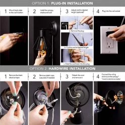 Avery 2-Light Matte Black Plug-In or Hardwire Wall Sconce by Globe Electric -Deals Globe Electric Store matte black globe electric vanity lighting 65000002 fa 1000