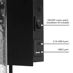 Barrett 1-Light Matte Black Plug-In or Hardwire Wall Sconce with USB and USB-C Port, Seeded Glass Shade by Globe Electric 15 Barrett 1-Light Matte Black Plug-In or Hardwire Wall Sconce with USB and USB-C Port, Seeded Glass Shade by Globe Electric -Deals Globe Electric Store matte black globe electric vanity lighting 65000004 fa 1000