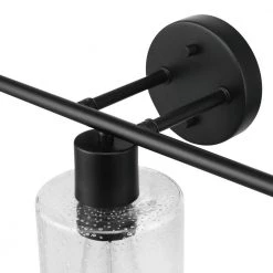 Bristol 24.5 in. 3-Light Matte Black Vanity Light with Seeded Glass Shades, 4-Piece Bath Set Included by Globe Electric -Deals Globe Electric Store matte black globe electric vanity lighting 91000787 44 1000