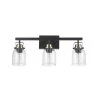 Rockhampton 24 in. 3-Light Matte Black Vanity Light with Matte Brass Accent and Seeded Glass Shades by Globe Electric