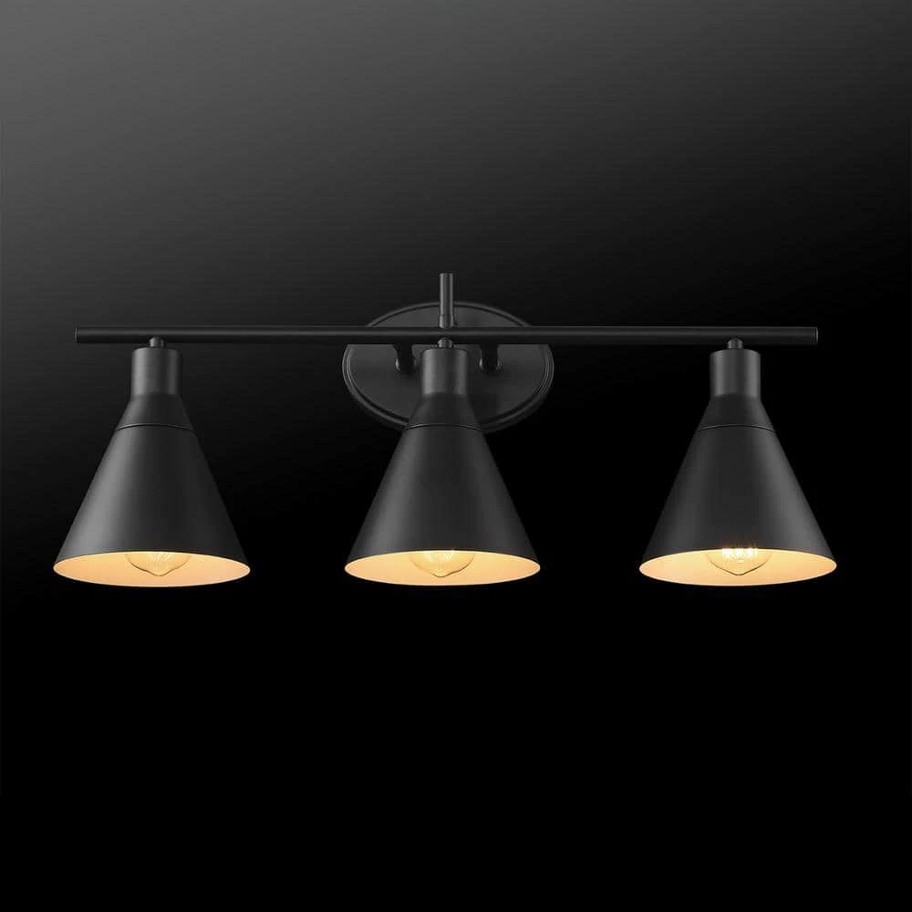 Tristan 24 in. 3-Light Matte Black Vanity Light with 4-Piece Bathroom Accessory Set by Globe Electric 2 Tristan 24 in. 3-Light Matte Black Vanity Light with 4-Piece Bathroom Accessory Set by Globe Electric - Image 2