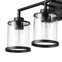 Harlow 23.52 in. 3-Light Matte Black Vanity Light with Clear Glass Shades, 4-Piece Bathroom Accessory Set Included by Globe Electric 15 Harlow 23.52 in. 3-Light Matte Black Vanity Light with Clear Glass Shades, 4-Piece Bathroom Accessory Set Included by Globe Electric -Deals Globe Electric Store matte black globe electric vanity lighting 91002142 44 1000