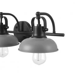 Gladstone 24 in. 3-Light Matte Black Vanity Light with Matte Gray Shades, 4-Piece Bathroom Accessory Set Included by Globe Electric -Deals Globe Electric Store matte black globe electric vanity lighting 91002145 4f 1000