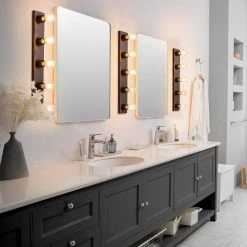 Alden 27.97 in. 5-Light Matte Black Vanity Light by Globe Electric -Deals Globe Electric Store matte black globe electric vanity lighting 91002198 31 1000