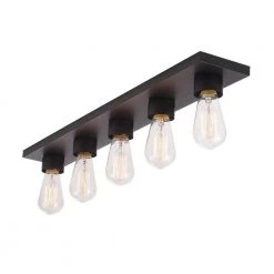 Alden 27.97 in. 5-Light Matte Black Vanity Light by Globe Electric -Deals Globe Electric Store matte black globe electric vanity lighting 91002198 44 1000