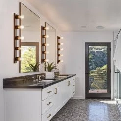 Alden 27.97 in. 5-Light Matte Black Vanity Light by Globe Electric -Deals Globe Electric Store matte black globe electric vanity lighting 91002198 4f 1000