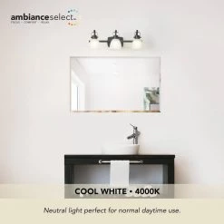 Gilroy 22.19 in. 3-Light Matte Black Integrated LED Vanity Light with Frosted Glass Shades, Selectable Color Temperature by Globe Electric -Deals Globe Electric Store matte black globe electric vanity lighting 91002200 4f 1000