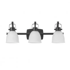 Gilroy 22.19 in. 3-Light Matte Black Integrated LED Vanity Light with Frosted Glass Shades, Selectable Color Temperature by Globe Electric