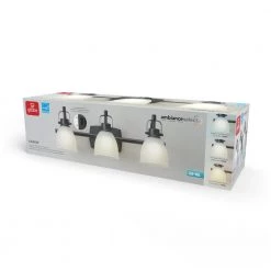 Gilroy 22.19 in. 3-Light Matte Black Integrated LED Vanity Light with Frosted Glass Shades, Selectable Color Temperature by Globe Electric -Deals Globe Electric Store matte black globe electric vanity lighting 91002200 76 1000