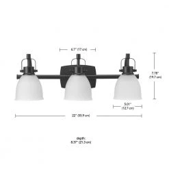 Gilroy 22.19 in. 3-Light Matte Black Integrated LED Vanity Light with Frosted Glass Shades, Selectable Color Temperature by Globe Electric -Deals Globe Electric Store matte black globe electric vanity lighting 91002200 d4 1000