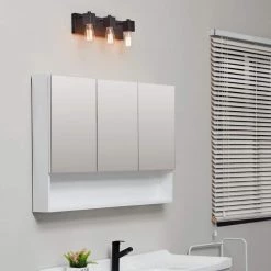 18 in. 3-Light Matte Black Vanity Light by Globe Electric -Deals Globe Electric Store matte black globe electric vanity lighting 91002817 c3 1000