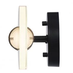 18 in. 2-Light Matte Black LED Integrated Vanity Light with Matte Brass Accents and Clear Glass Shades, Dimmable by Globe Electric -Deals Globe Electric Store matte black globe electric vanity lighting 91002818 fa 1000